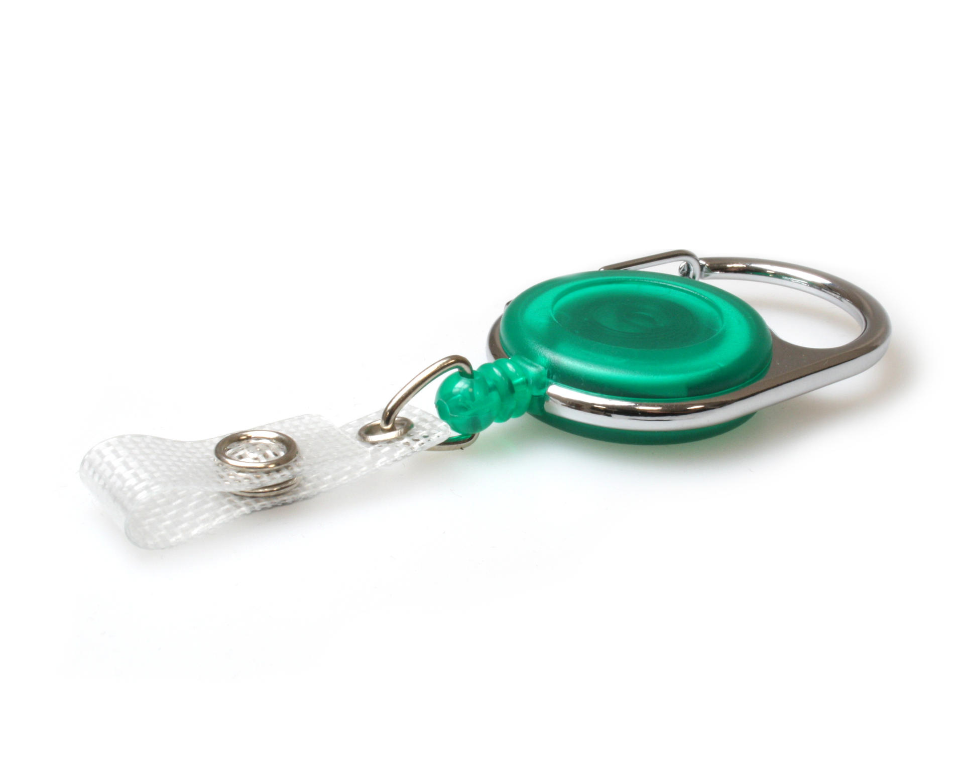 Bilde av Green translucent carabiner ID badge reel with reinforced strap. 60270234 (DE,SE,NO,FI,RO,PL)